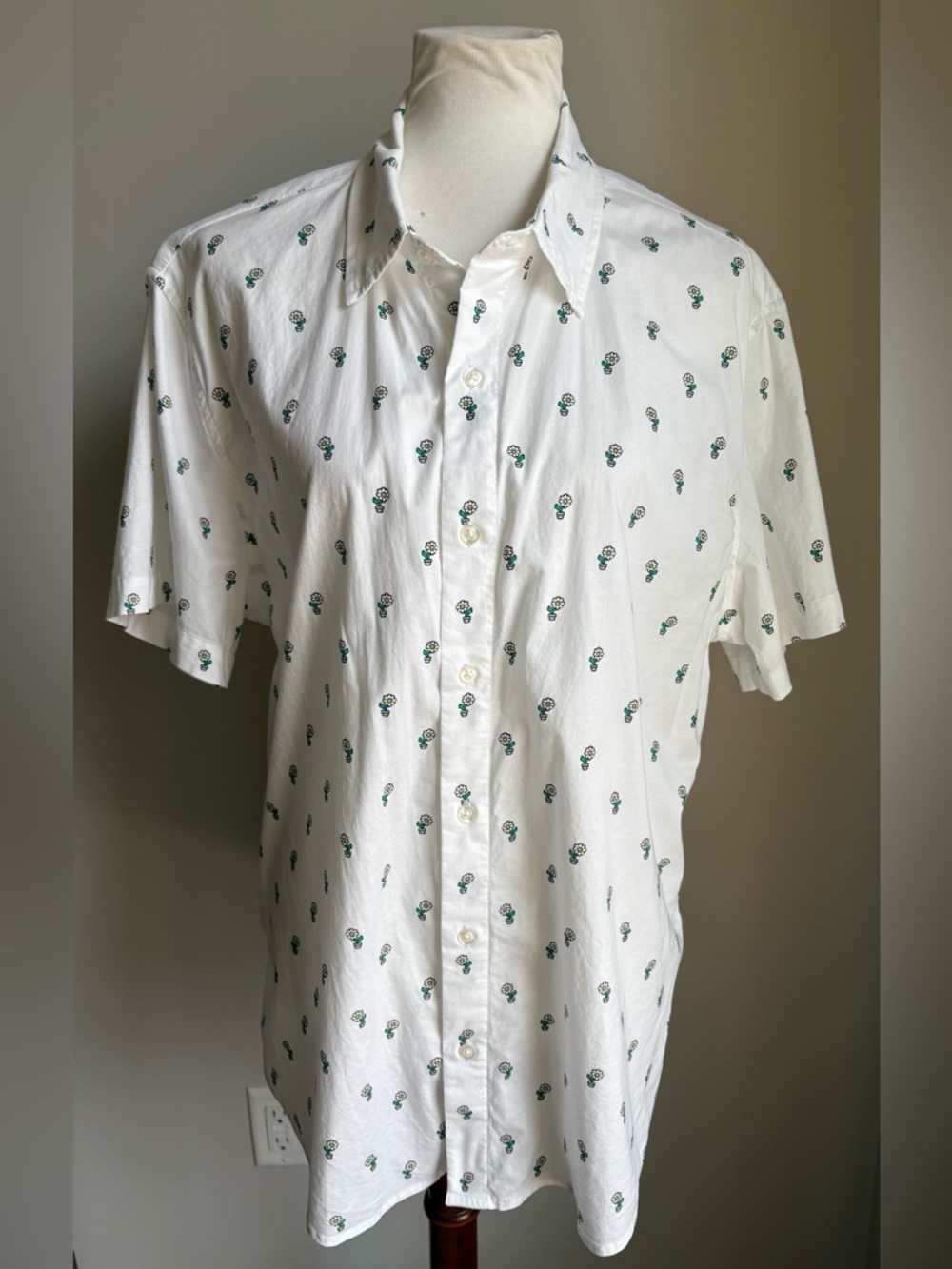 Bonobos Short Sleeve Slim Fit Floral Print Cotton Button Down Shirt In White XL